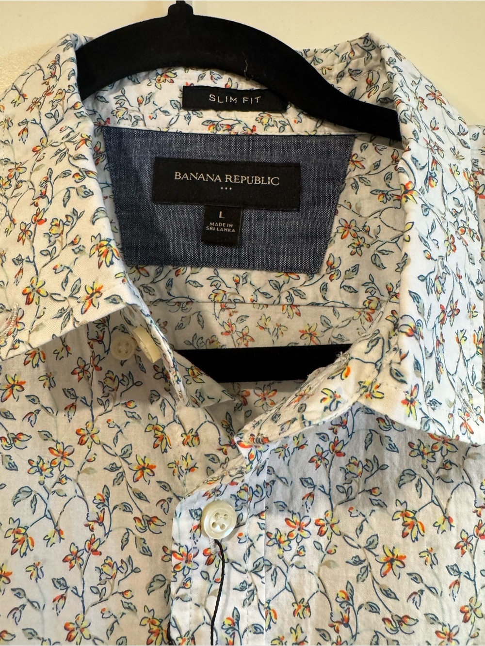 New Banana Republic Men's Short-Sleeve Button-Up Shirt Large slim preppy